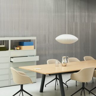 AAC 221 uph Nico 024 polished 4 star swivel base_Boa Table wb lacquered oak tabletop charcoal powder coated alu frame