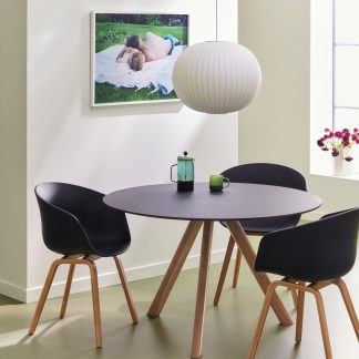 CPH20 Round dia120 black linoleum wb lacquered oak_AAC22 black 2.0 shell wb lacquered oak_Nelson Ball Bubble Pendant M