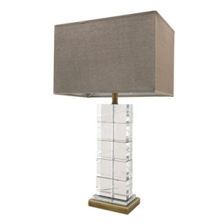 RA 5617 ANTIQUE BRASS & CLEAR TABLE LAMP INCL SHADE